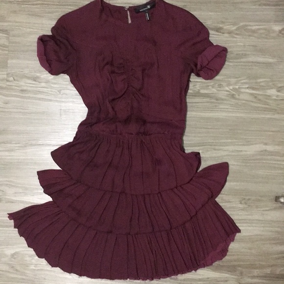 ISABEL MARANT TIERED BURGUNDY DRESS - Picture 2 of 9